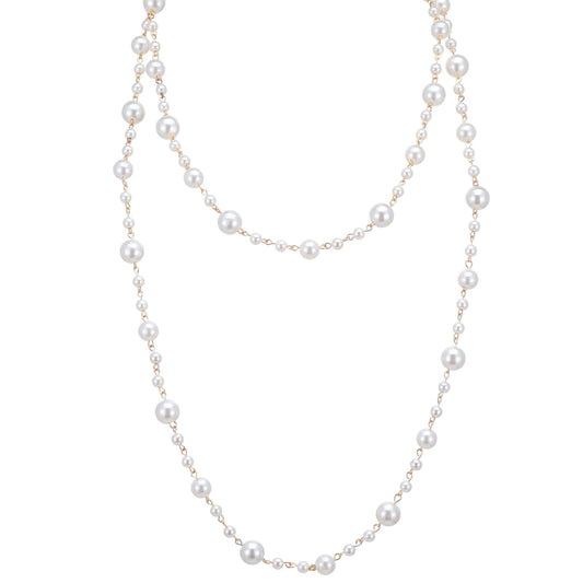 HaiFafafaing Long Golden Pearl Necklace for Women, Multilayer White Pearl Necklace, Layering Pearl Necklace, Fashion Jewellery, Wedding Gifts