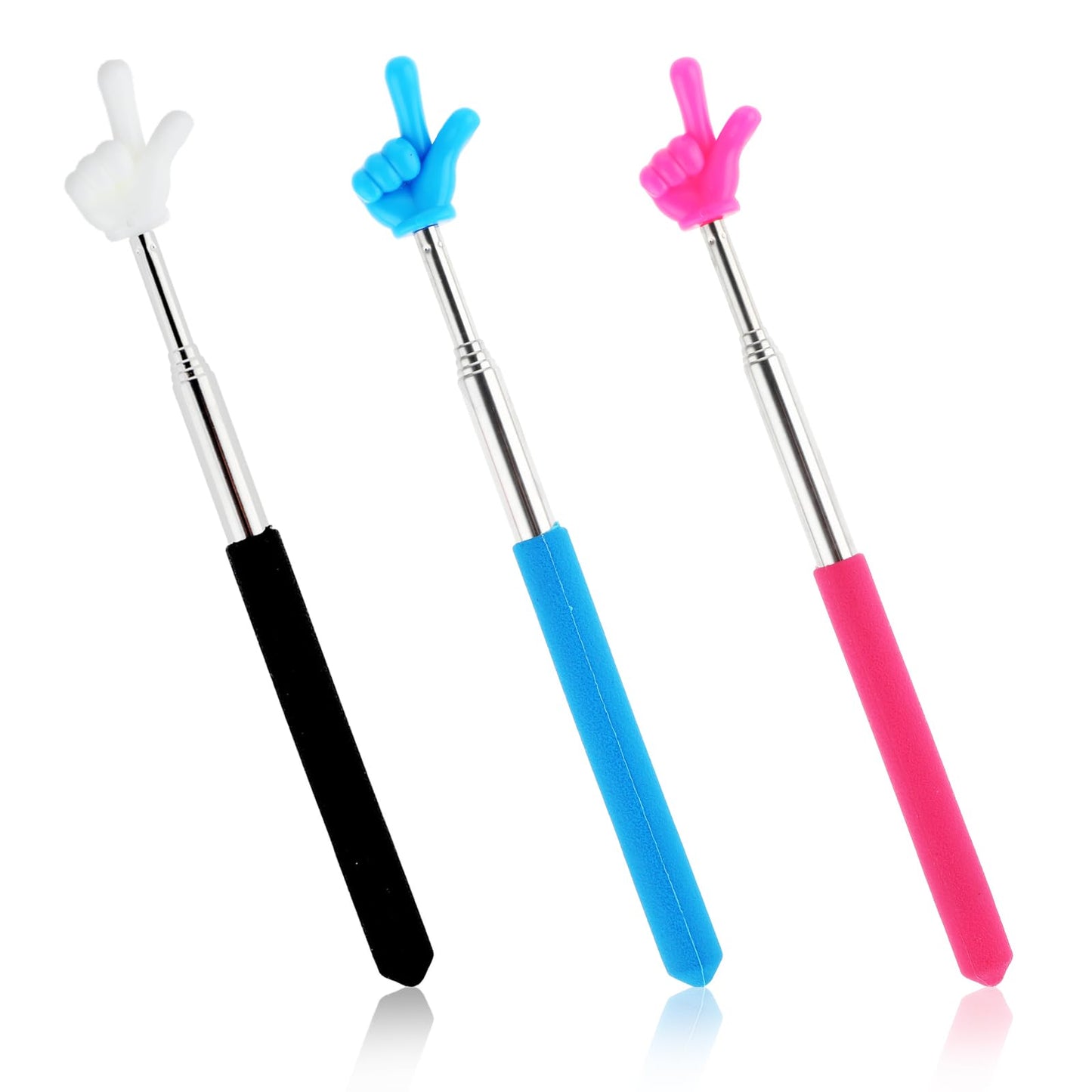 DIVINA VITAE 3 Pcs Telescopic Teachers Pointer Mini Retractable Teacher Pointer Stick Extendable Hand Pointer Finger Pointer Stick for Teacher Classroom Teacher Aids (Black Pink Blue)