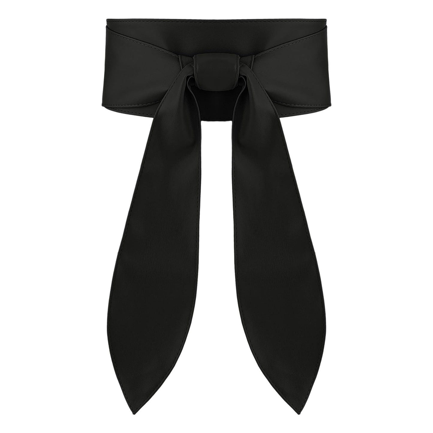 Lusofie Wide Black Belt Woman PU Leather Obi Belt Wasit Wrap Bow Knotted Womens Belts for Dress(3.66inch)