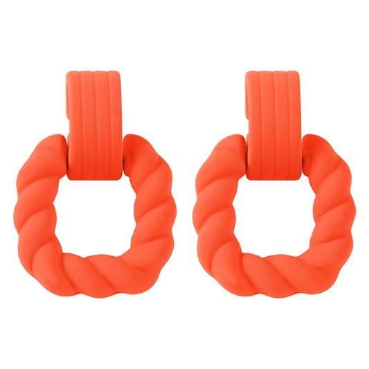 Orange Acrylic Earrings for Women Neon Orange Rectangle Earrings Twisted Geometric Statement Earrings Burnt Orange Earrings for Women Cute Square Candy Earrings for Women Girls Gifts