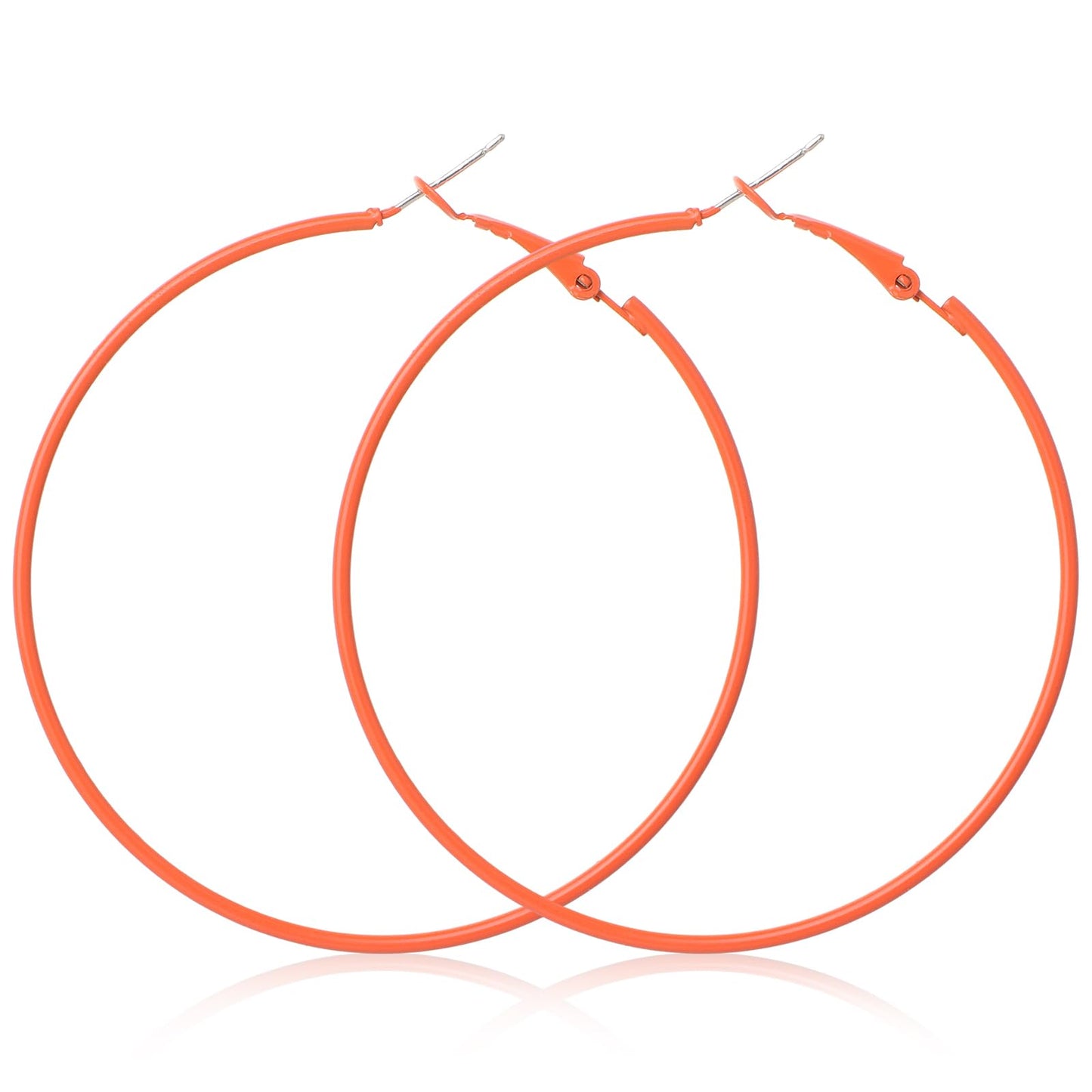 Neon Hoop Earrings for Women 60mm 80s Hoop Earrings Lightweight Circle Retro Neon Jewelry for Dancing Party Accessories(Orange)
