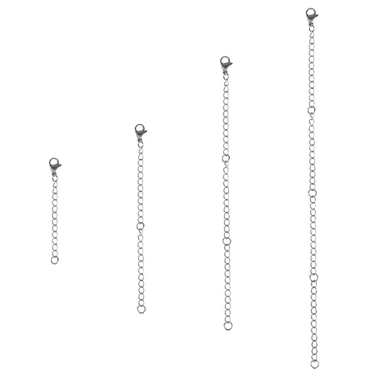 Lusofie 4Pcs Silver Necklace Extender Stainless Steel Necklace Extender Chain Silver Lobster Clasp Extender Chain Extenders for Necklaces Jewelry Making 2/4/6/8 Inches