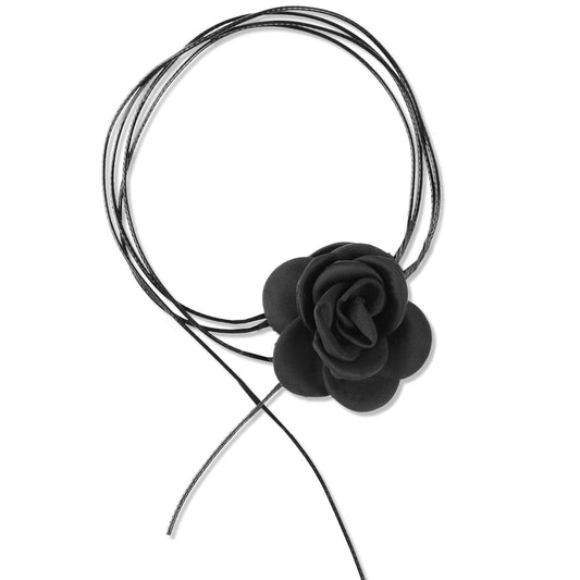 Lusofie Flower Choker Black Rose Floral Choker Necklaces Adjustable Tie-up Velvet Choker for Women Prom Party Cosplay