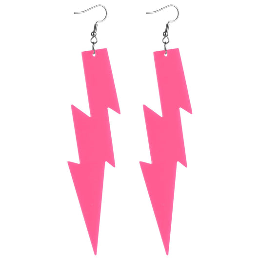 Multicolor 80s Earrings for Women Acrylic Lightning Bolt EarringsRetro Exaggerated Party Earrings Flash Lightning Bolt Dangle Earring Halloween Jewelry 80's Outfit Party Accessories for Teens Adults