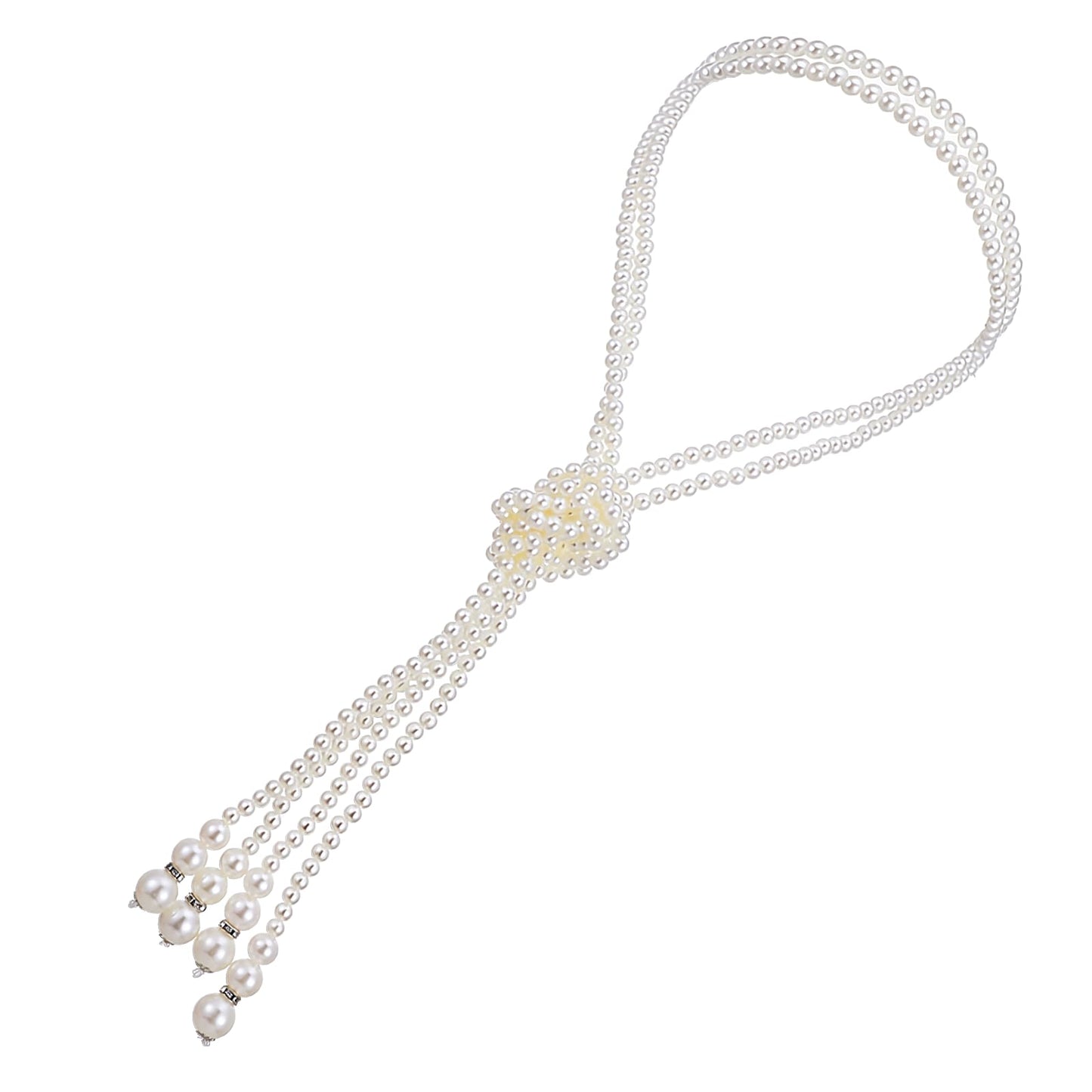 Long Pearl Necklace for Women 1920s Elegant Layered Imitation Pearl Necklace for Wedding Prom Costume Party