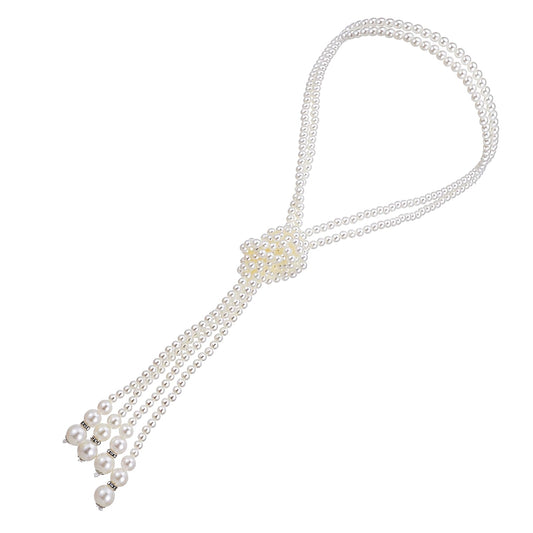 Long Pearl Necklace for Women 1920s Elegant Layered Imitation Pearl Necklace for Wedding Prom Costume Party