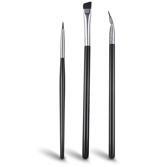 Lusofie Professional Ultra Thin Angled Eyeliner Brush Set - 3 Pack Precision Brushes for Crisp Liner, Defined Brows & Detailing | Includes Flat & Bent Tips (Fine Point)