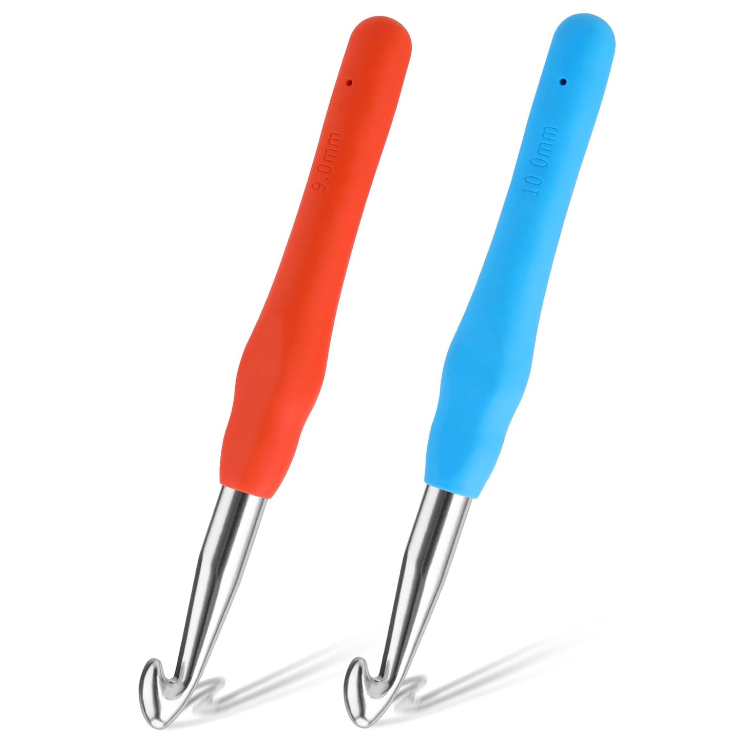 Lusofie Crochet Hooks, 2Pcs Ergonomic Soft Grip 9mm/10mm Alloy & Silicone, for Arthritic Hands, Beginners & DIY Enthusiasts