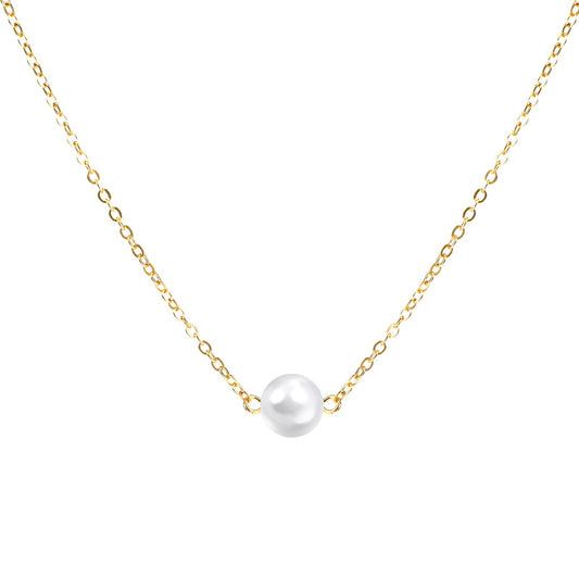 Telooco Gold Pearl Necklace-Dainty Pearl Necklace Single Pearl Necklace for Dances Parties Birthday Parties
