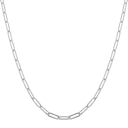 Telooco Paperclip Chain Necklace Silver Stainless Steel Necklace Silver Plated Link Necklaces for Women Girls