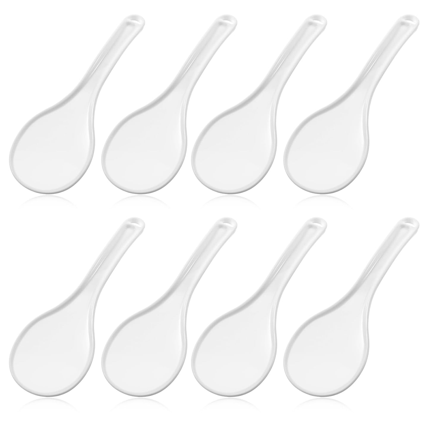 8Pcs Rice Paddle Spoon Plastic Non-Stick White Rice Serving Spoon, Professional Heat Resistant Cooker Spatula for Keeping Fluffy While Scooping and Serving 7.68 Inch