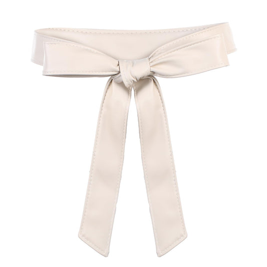 HaiFafafaing Leather Obi Belt Pu Leather Wrap Belt, Black Thin Belts for Women, Fashion Wrap Self Tie Wrap Around 1.85In Wide Dress Belt Black Tie For Women Waistband Knotted Belt For Dress(Beige)