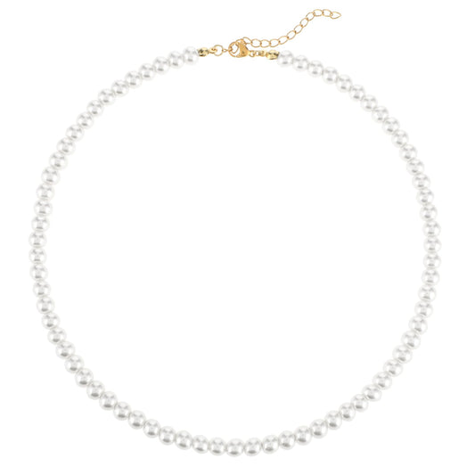 Pearl Necklace Faux Pearl Necklace for Women Simulated Pearl Necklaces Round White Pearl Costume Jewelry Accessories for Women Girls Brides Wedding Gift (Gold)