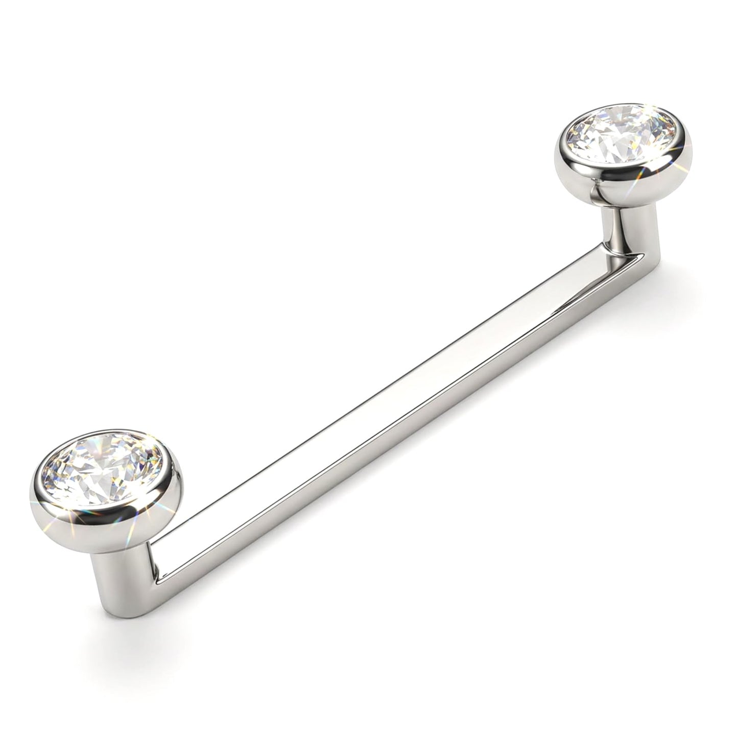Josojoou 14G Titanium Surface Piercing Jewelry Double Crystal Internally Threaded Surface Tragus Staple Bar Piercing Jewelry 16mm Flat Bar Unisex Body Jewelry