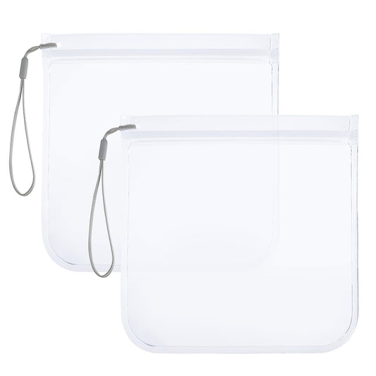 Lusofie 2 Pcs Clear Airport Security Liquids Bags 20x20cm Clear Plastic Zip Travel Bag Waterproof Clear Travel Toiletries Bag Travel Essentials for Women Men