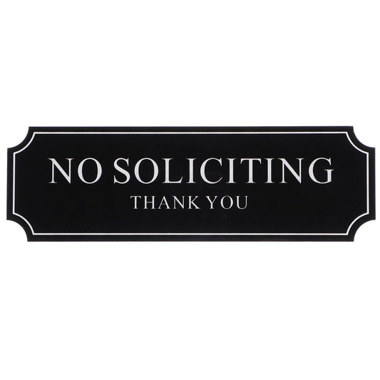 No Soliciting Sign for House and Business 20 x 6 cm Acrylic Self-Adhesive Sign for Front Door, Indoor/Outdoor Use, Apartments, Office Waterproof, UV & Weather Resistant