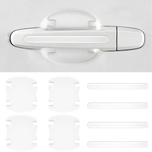 Lusofie 8Pcs Car Door Handle Protectors White Universal Car Door Handle Scratch Protection Cover Waterproof Guard Film Stickers Paint Guard Prevent Scratches