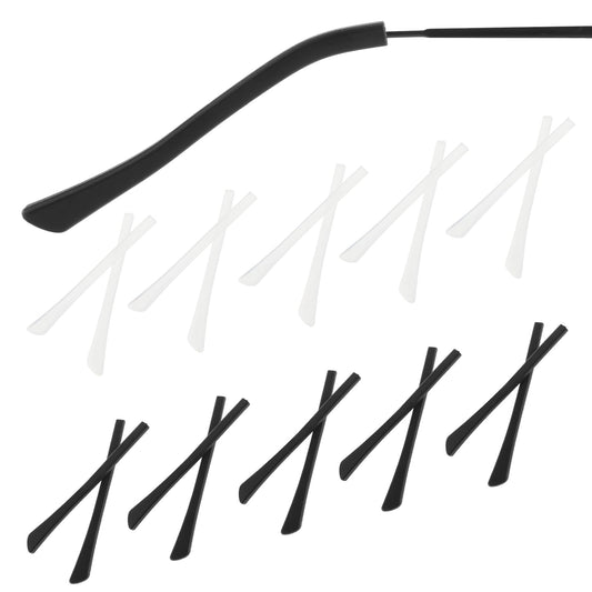 Yolev 10 Pairs Anti-Slip Glasses Ear Cushions Non-Slip Ear Grips for Glasses, Eyewear Retainer Temple Sleeves to Stop Glasses from Sliding(black and white)