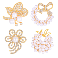 4pcs Brooches and Pins for Women, Flower Brooch, Crystal Pearl Brooch, for Women Fashion Accessories