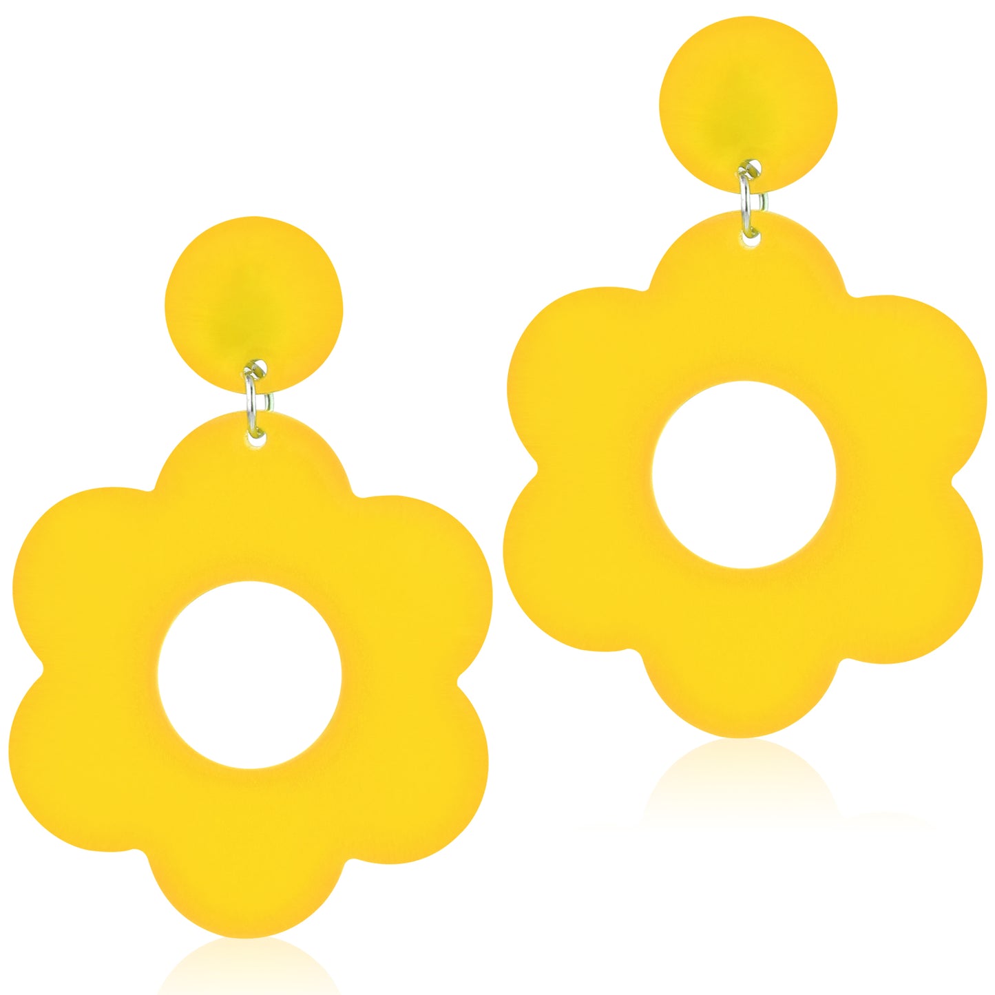 Acrylic Flower Earrings 60s 70s Flower Earrings Retro Flower Earrings Daisy Earrings Cute Floral Earrings Dangle Flower Earrings for Women Girls (Yellow)