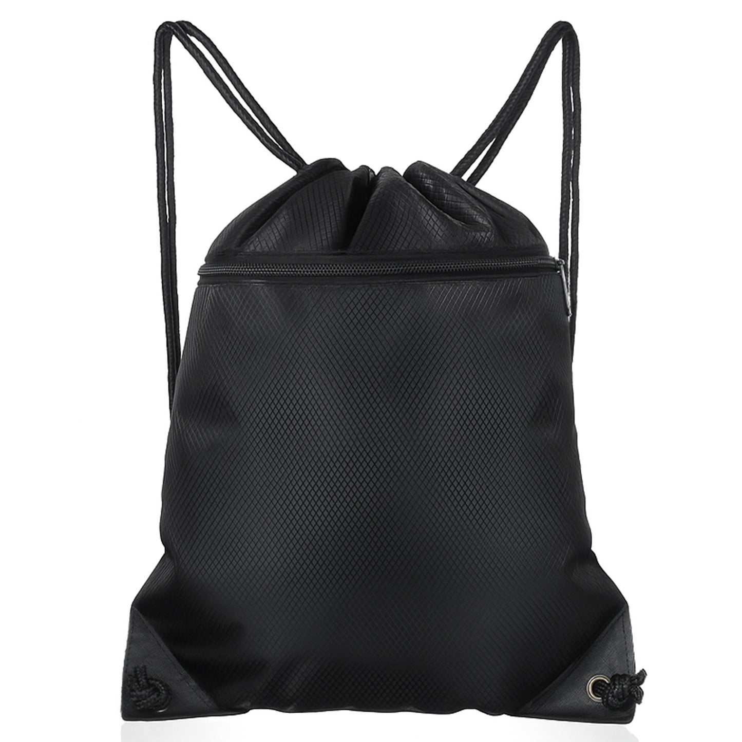 Josojoou Black Drawstring Backpack Bag Draw String Back Bag for Men Women, Lightweight Cinch Sack Sport Gym Backpack Bags for Beach Travel Yoga Swimming Outdoor Sports