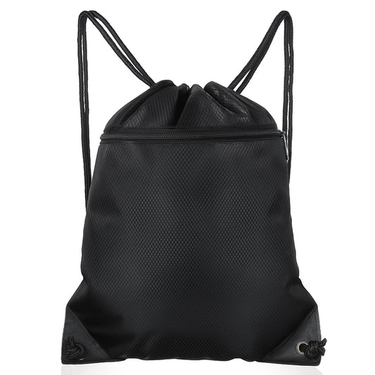 Josojoou Black Drawstring Backpack Bag Draw String Back Bag for Men Women, Lightweight Cinch Sack Sport Gym Backpack Bags for Beach Travel Yoga Swimming Outdoor Sports