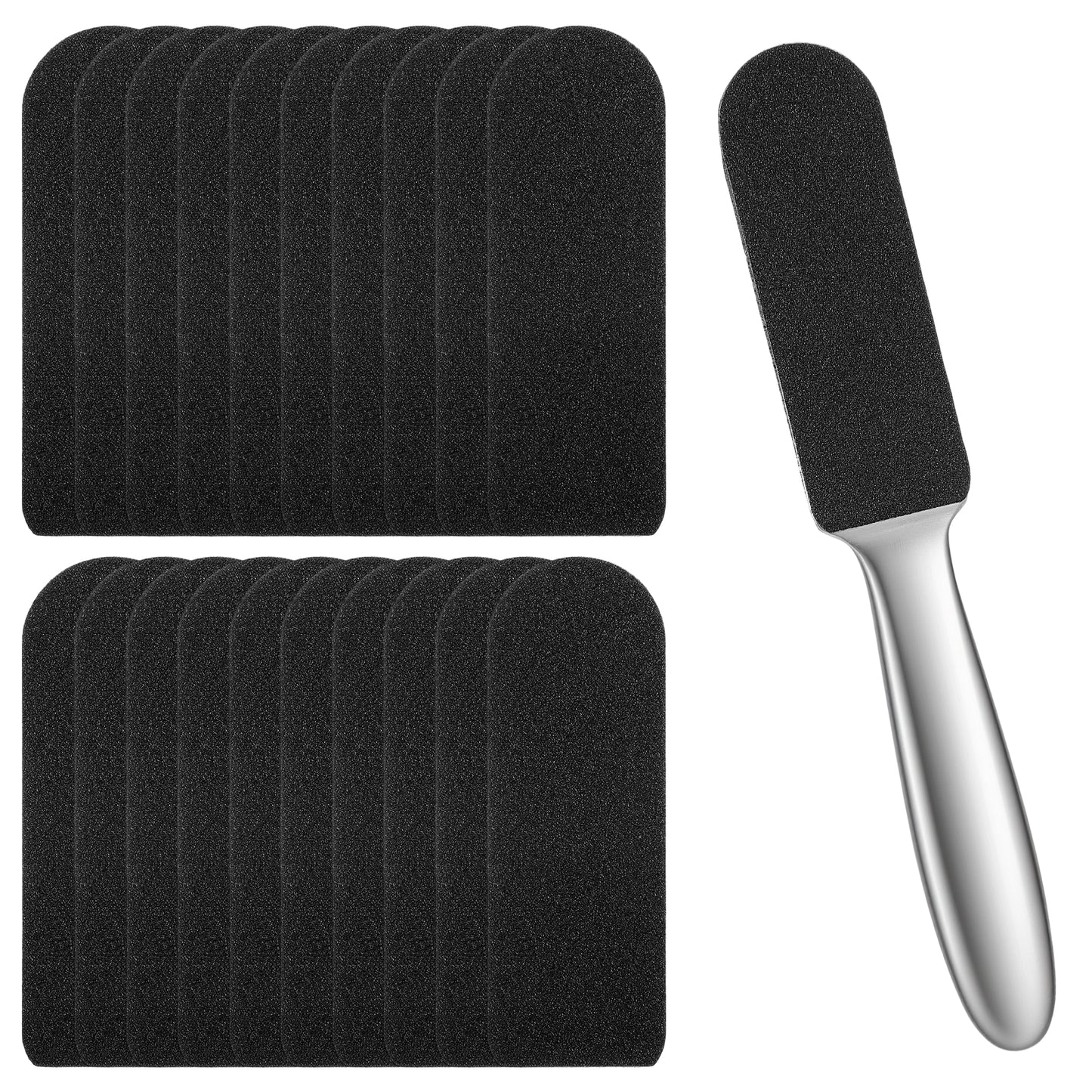 Professional Pedicure Foot File Callus Remover, Stainless Steel Foot Rasp File with 20 Replacement Pads, Dual Grit Foot Scrubber for Hard Skin Care Cracked Skin Corns Callus Remover