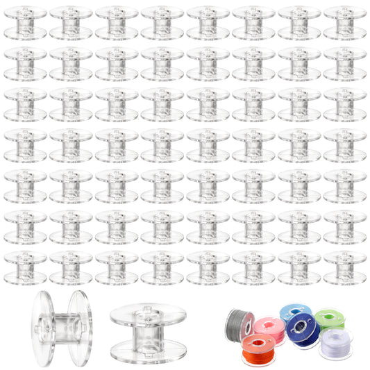 100Pcs Clear Plastic Sewing Machine Bobbins Class 15 Bobbins for Sewing Machines Transparent Plastic Bobbins for Brother Sewing Machine for SA156 Sewing Accessories