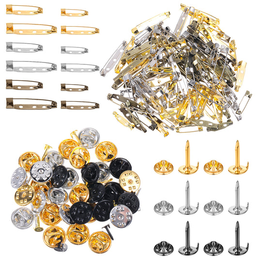 Brooch Bar Pins Back Blank Pins Scatter Butterfly Clutch Pin 4 Sizes Clasp Pin Back 40 Sets Butterfly Clutch Tie Tacks Jewelry Pin Backings Clasp for Badge Name Tags Jewelry Making & Craft