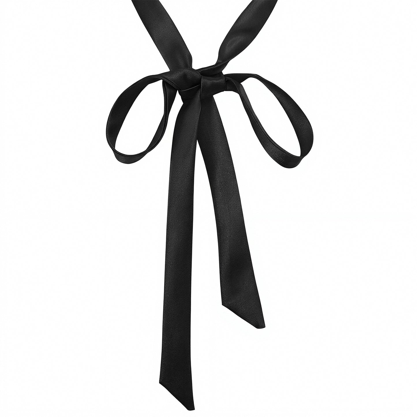 Josojoou Bow Tie for Women, Self Tie Satin Ribbon Bow Ties Thin Folding Bowties Accessory for School Uniforms Wedding Party(Black)