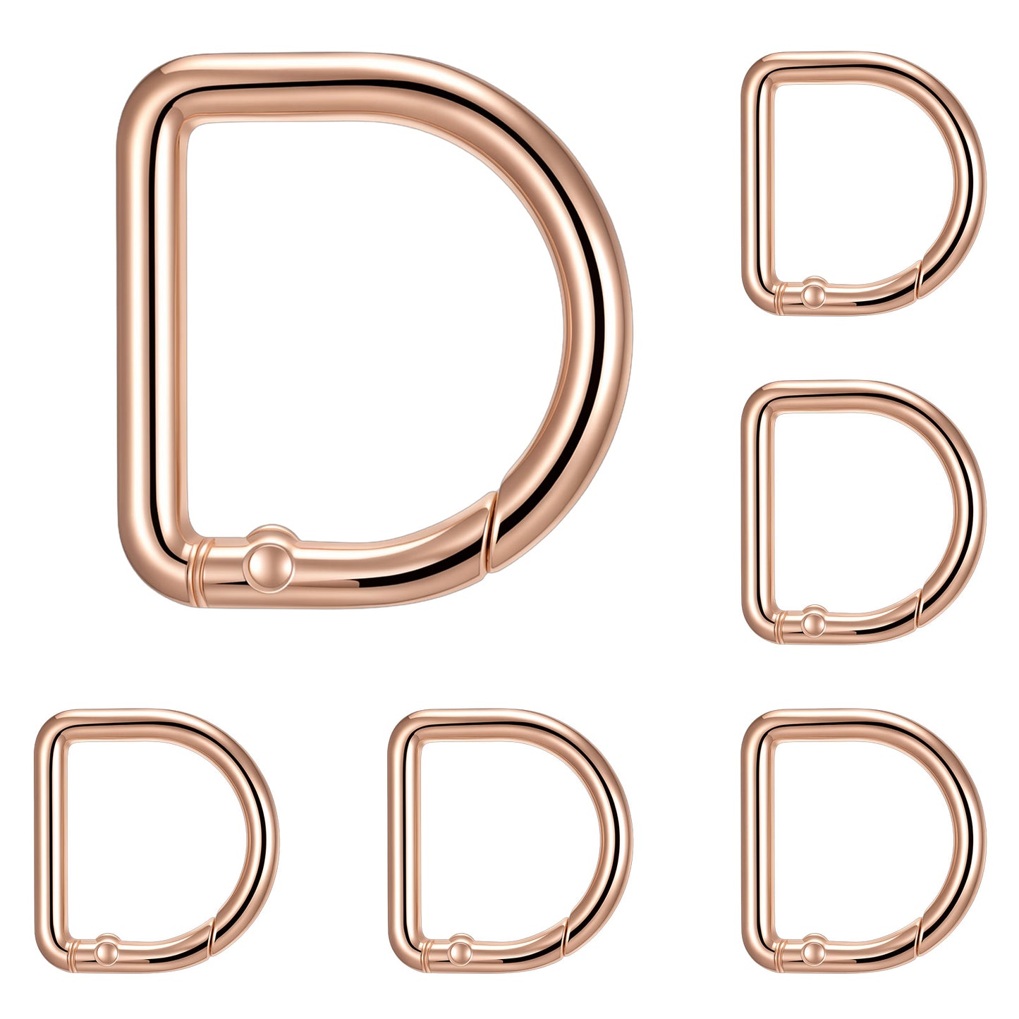 4 Pack D Rings Spring Key Hooks, Metal Spring Snap Hooks Gold Keyring Clips Small Keychain Clip Springs Key Hook for Keychain, Backpack, Handbag, DIY Crafts