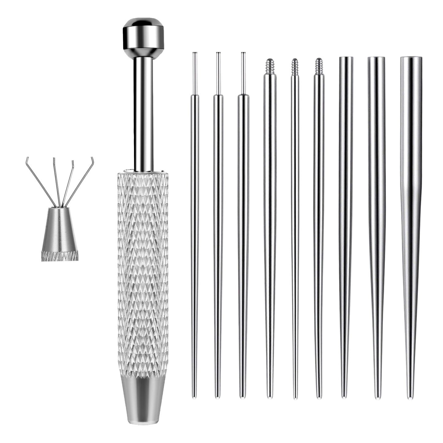 Neyauo 10PCS Piercing Taper Ball Grabber Tool for Changing Jewelry - 12G 14G 16G 18G 20G Stainless Steel Flat Back Earring Insertion Tool Body Piercing Kit for Navel Ear Nose Lip Eyebrow