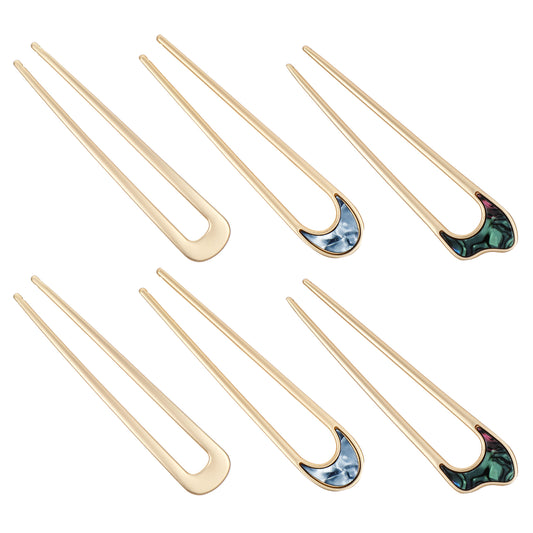 6 Pcs French Hair Pin Metal U Shaped Hair Pins for Buns Vintage Hair Pins for Women Girls Hair Types Styling Hair Accessories Gold 2 Size