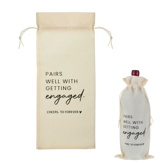 Engaged Wedding Wine Bag Engagement Gifts for New Couples, Engagement Wedding Party Decorations, Pairs Well with Getting Wine Bottle Cover Bag, Marriage Wedding Honeymoon Gifts