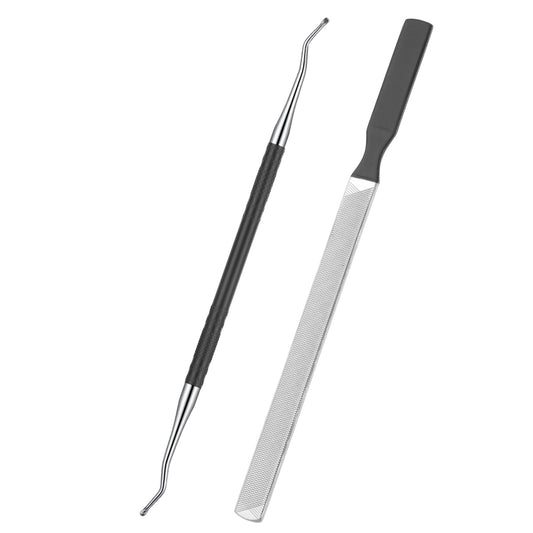 Long Metal Nail File for Thick Nails & Ingrown Relief, Stainless Steel Fingernail Files with Dual-Ended Toenail Lifter Coarse Grit - Manicure & Pedicure Tool for Men and Women’S Nail Care