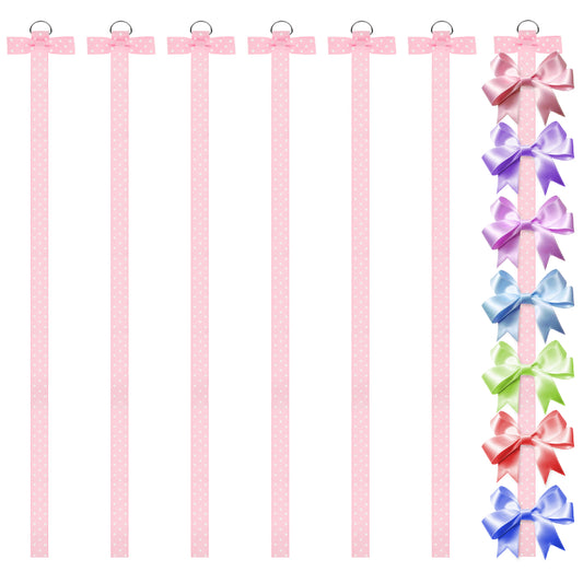 Lusofie 7Pcs Hair Bow Holder Organizer for Girls, Wall Hanging Headband Holder, 38" Long Bow Hair Accessories Storage for Girls Women