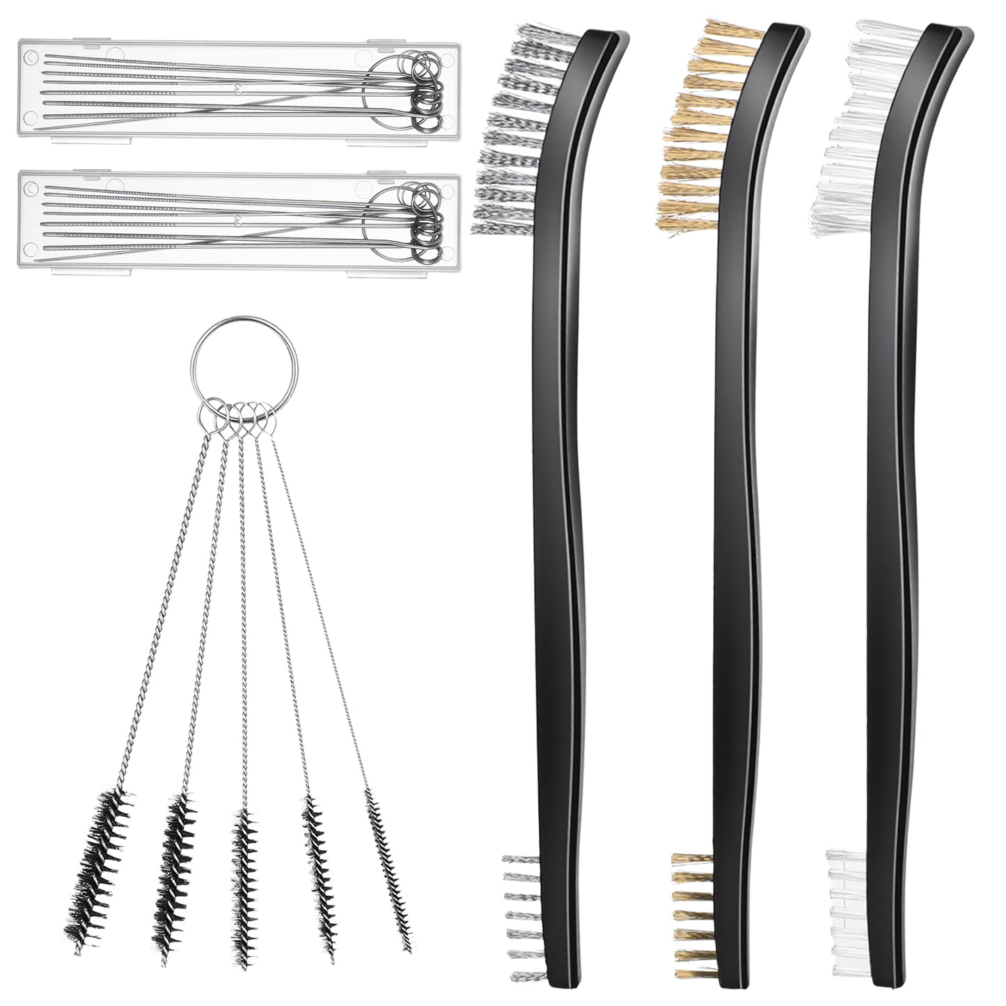 Carburetor Cleaning Kit, 3 Double-Ended Polishing Brushes, 5 Cleaning Wires Sets, 20 Cleaner Needles, Torch Tip & Carb Dirt Remove Cleaner Set for Motorcycle, ATV, Chainsaw