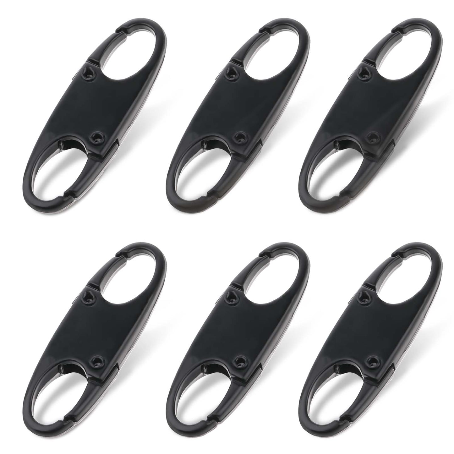 DIVINA VITAE Zipper Clips Anti Theft Deterrent, 6PCS S Carabiner Small Zipper Pull Locks Mini Snap S Hooks for Backpacks Camping Fishing Traveling Outdoor Sports (Black)