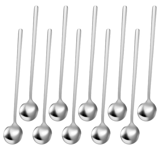 Professional 6.7" Bar Spoons, 10 Pack - Premium Stainless Steel, Long Stirring Spoons for Cocktails, Coffee & Tea | Dishwasher Safe | Ideal for Home Bar, Cafe & Mixology (Silver)