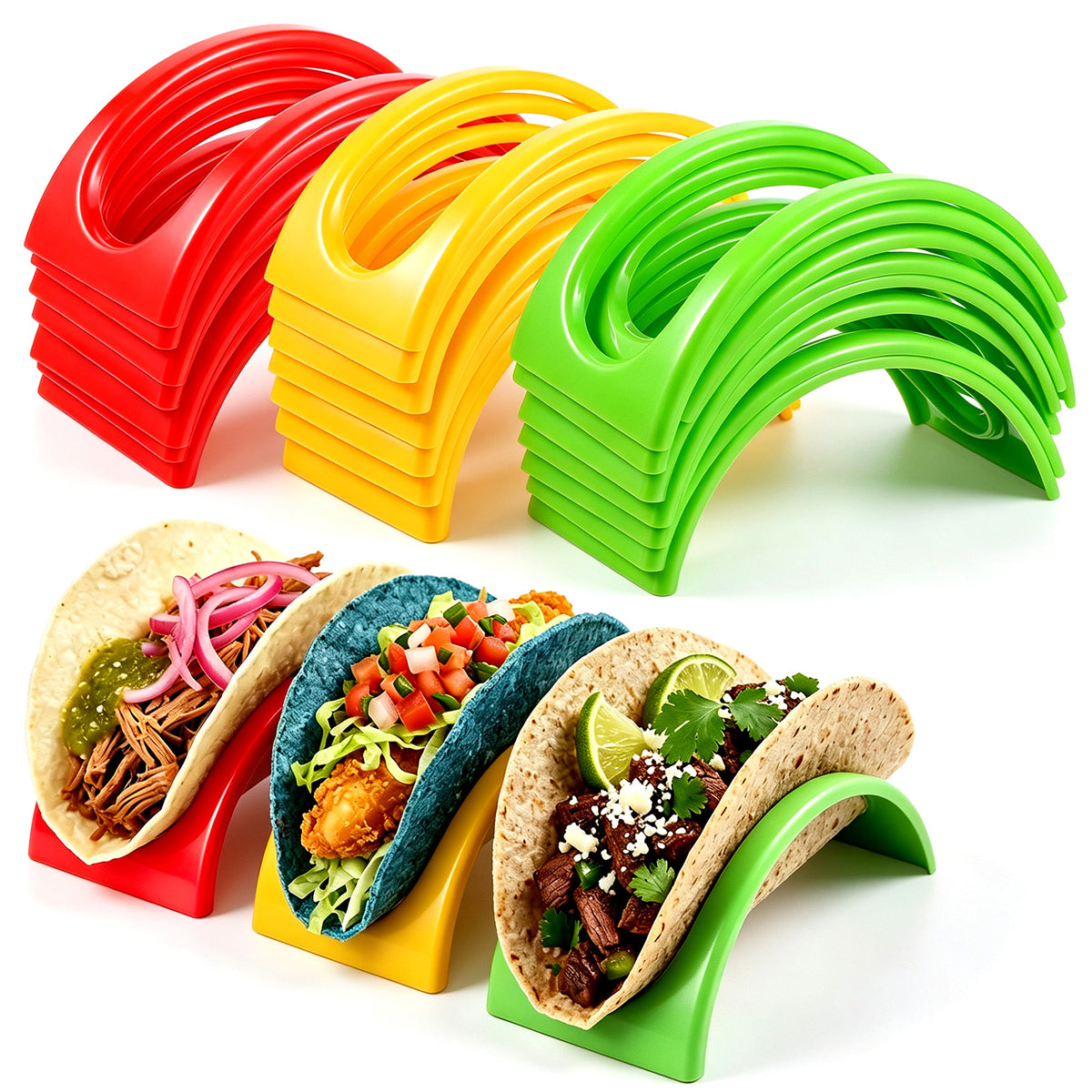 Neyauo 24Pcs Taco Holders Single Taco Stand Reusable Tortilla Tray Plates