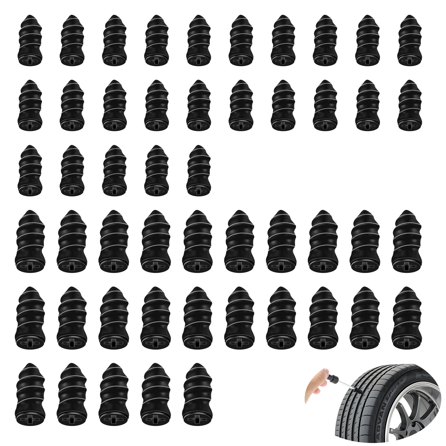 Yolev 50 Pcs Tire Repair Rubber Nail Tire Repair Nail Tire Repair Rubber Screws Vacuum Self-Service Vacuum Tire Repair Nails with Screwdriver for Car Motorcycle ATV Tire Puncture Repair