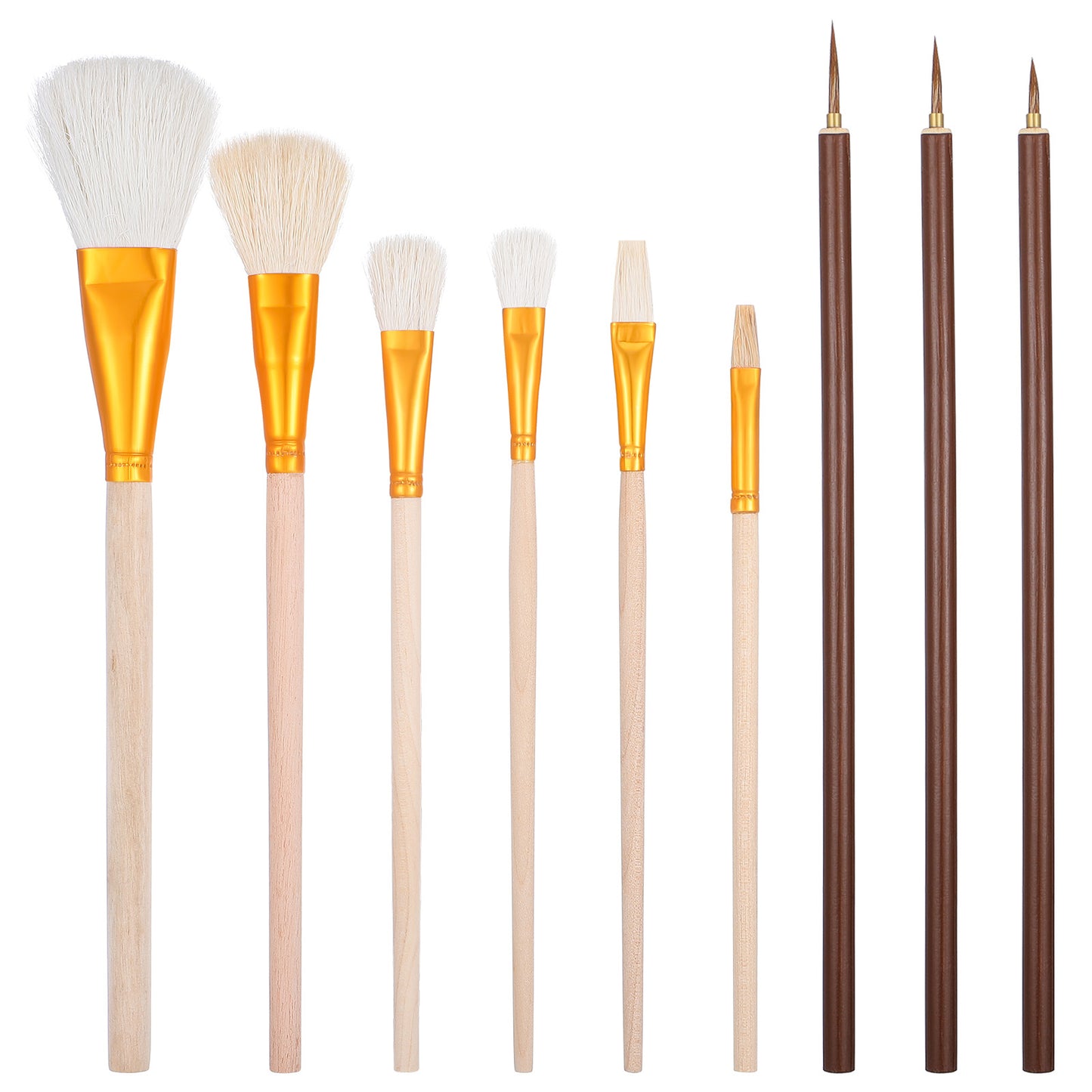 9 Pcs Pottery Glazing Brushes, Pottery Tools and Supplies, Ceramic Brush Sets, Goat Hair Blending Brush Set, Watercolor Wool Paintbrush for Oil Potterys Art Painting