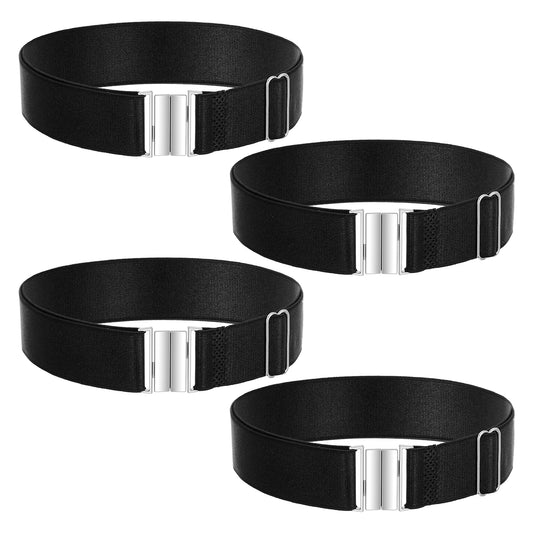 Josojoou 4 Pcs Women's Thigh Garter Belt Adjustable High Elastic Sock Garters with Buckle, Thigh Strap Plus Size Black Leg Garters Belts for Women Parties Prom Birthday