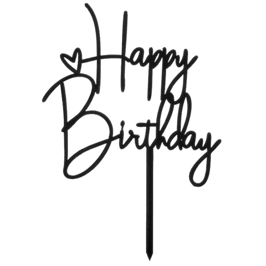 Happy Birthday Topper, Black Birthday Cake Decorations, Happy Birthdays Sign for Cake, Birthdays Cakes Supplies for Women's Celebrating Anniversary Theme Party