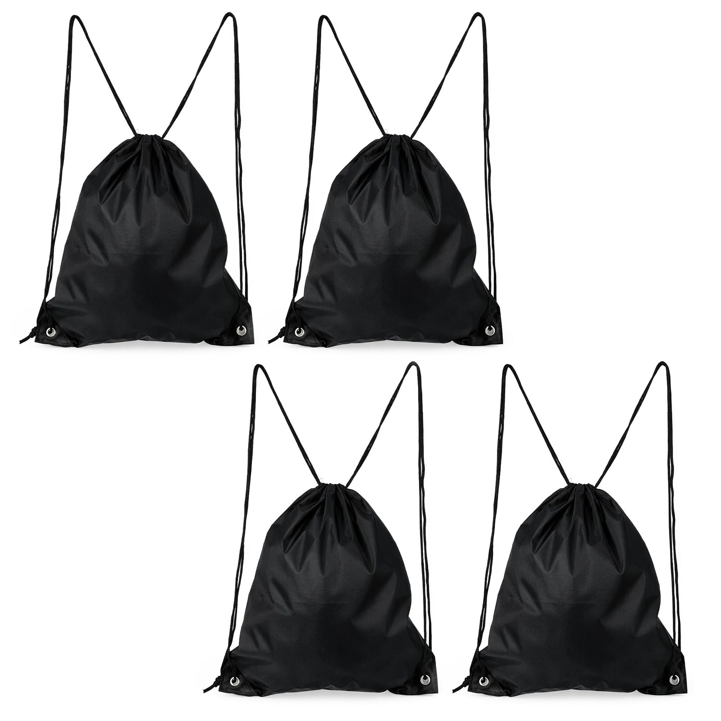 Tucnoeu 4 Pcs Drawstring Bags, Swimming Sports Back Pack Drawstring Gym Bag Waterproof Black Draw String Bag for Men Women Scratch Resistant Bags for Holidays, Travel, Beach