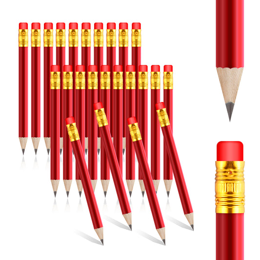 Lusofie 24 Pcs Mini Pencils Golf Pencils With Erasers Bridal Shower Pencils HB Graphite Pencil For Students Designers Architects School Office(Red)