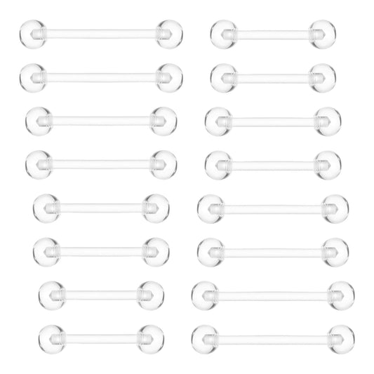 Lusofie 16Pcs plastic nipple rings for surgery - 14G plastic nipple piercings 12mm 14mm 16mm 19mm - Clear Acrylic tongue rings