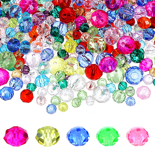 Glass Beads for Jewelry Making 1000 Pcs Assorted Colorful Crystal Beads Sparkly Faceted Shape Jewelry Beads for Necklace Bracelets Marking DIY Craft