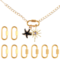 8Pcs Screw Lock Carabiner, Gold Carabiner Locking Clasp, Stainless Steel Keychain Oval Carabiners, Charm Holder Clasp for Jewelry Finding Necklace Bracelet Making Connectors