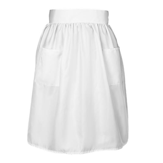 Tucnoeu White Waist Apron with 2 Pockets, Vintage Adjustable Ruffle Apron, Adjustable Half Waitress Aprons with Long Ties and Pockets for Party Cooking Kitchen Coffee Shop